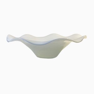Scandinavian White Cased Glass Freeform Bowl from Holmegaard, 1970s