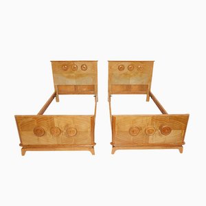 Art Deco French Children's Ash Twin Beds, 1950s, Set of 2