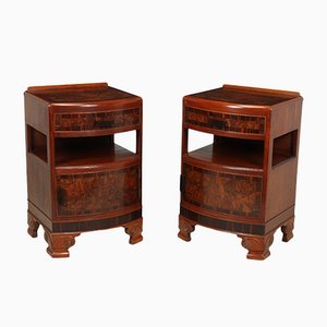 Art Deco Walnut and Macassar Bedside Cabinets, Set of 2