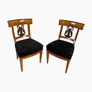 Pair of Biedermeier Chairs, Cherry Wood, Painting, South Germany circa 1820