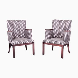 Art Deco French Grey Armchairs, 1920s, Set of 2