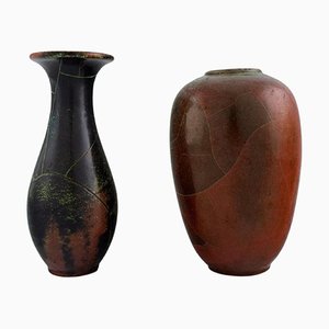 Two Vases in Glazed Stoneware by Paul Dressler for Grotenburg, Germany, 1940s, Set of 2