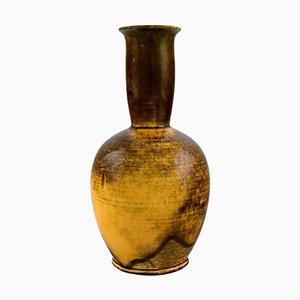 Vintage Narrow Neck Vase in Glazed Stoneware by Svend Hammershøi for Kähler
