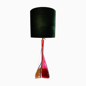 Pink Twisted Tripod Table Lamp from Val St Lambert, 1950s