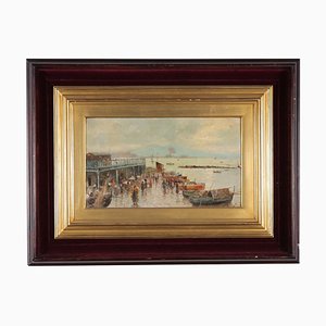 Eduardo Scognamiglio, Bay of Naples, Oil on Panel, Framed