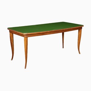 Table en Hêtre avec Verre Traité, Italie, 1940s