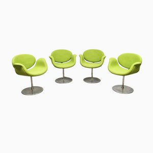 Vintage Green Little Tulip Office Chairs by Pierre Paulin for Artifort, Set of 4