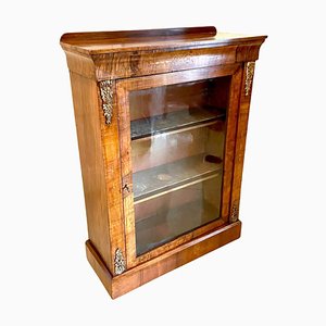 Antique Victorian Burr Walnut Inlaid Display Cabinet