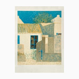 André Bourrié, La Fontaine, 1985, Lithographie sur Papier Arches