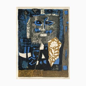 Antoni Clave, Roi bleu et noir, 1957, Lithographie sur Papier BFK Rives