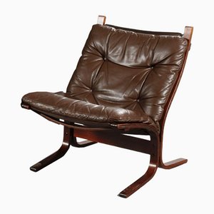 Chaise Siesta Vintage Mid-Century en Cuir par Ingmar Relling, Danemark