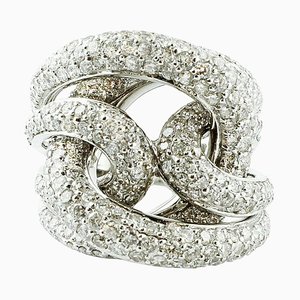 Ring aus 18 Karat Weißgold mit Diamanten und Bändern