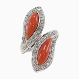 White Diamonds Coral Fashion Gold Ring