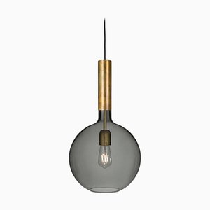 Brass & Smoked Glass Rosdala Ceiling Lamp by Sabina Grubbeson for Konsthantverk