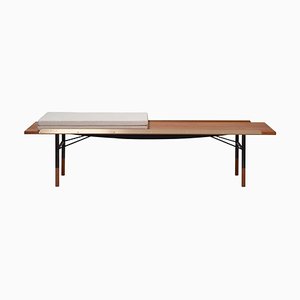 Medium Sized Table Bench in Wood and Brass with Cushion by Finn Juhl
