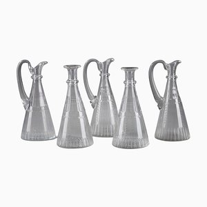 Pitchers and Decanters in Molded Glass, Set of 5