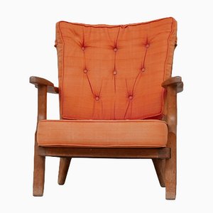 Mid-Century Rest Oak Armchair by Guillerme et Chambron