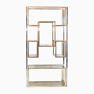 Brass and Chrome Shelving Unit by Kim Moltzer, France, 1970s