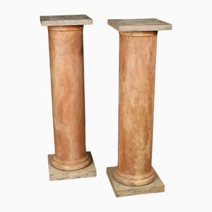 Vintage French Red Laqcuered Wood Columns, 1960s, Set of 2