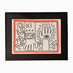 Keith Haring, Hands with Dancing Figures, 1983, Marqueur & Encre sur Papier, Encadré