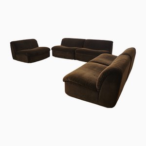Modular Chenille Lounge Chairs, 1970s, Set of 5