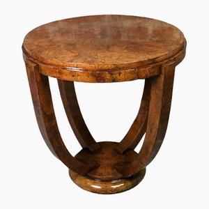 Art Deco Walnut Bramble Veneer Pedestal Side Table
