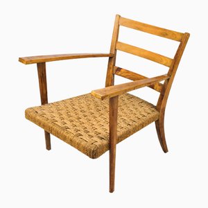 Armchair with Rope Seat in the Style of Gio Ponti