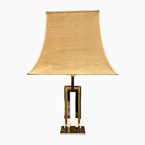 Lámpara de mesa italiana de cromo y latón, años 70