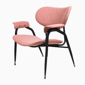 Italian Dark Pink Lounge Chair by Gastone Rinaldi for Rima, 1960s