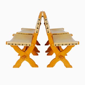 Große Esszimmerstühle aus Eiche & Leder von Bram Sprij, Niederlande, 4er Set