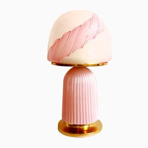 Vintage Pink Murano Glass Mushroom Lamp, Italy, 1970s