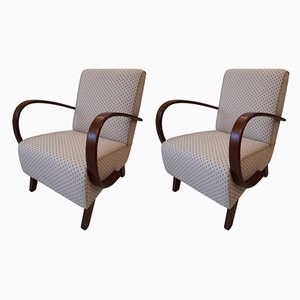 Art Deco Model H-227 Armchairs by Jindrich Halabala from Thonet, 1940s, Set of 2