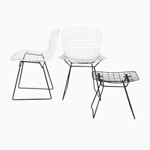 Mid-Century Dining Chairs with Matching Ottoman by Bertoia for Knoll Inc. / Knoll International, 1960s, Set of 3