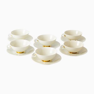 Art Deco Porcelain Cups from Vignaud Limoges, 1940s, Set of 6