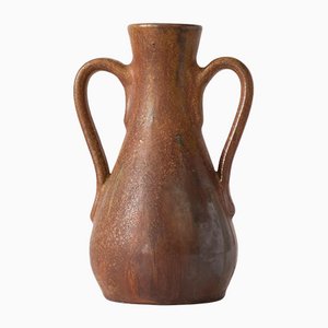 Belgian Brown Glazed Ceramic Vase by Pierre Biron, 1930s