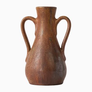 Vaso in ceramica smaltata marrone di Pierre Biron, Belgio, anni '30