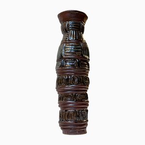 Naive Scandinavian Glazed Stoneware Coil Vase, 1970s