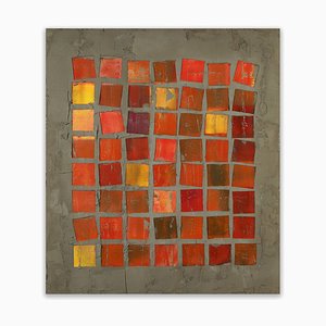 Pierre Auville, 56 Quadrate, 2014, Ölgemälde über pigmentiertem Zement auf Schaumstoffplatte