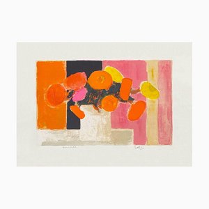 Bernard Cathelin, Bouquet d'anniversaire aux dix fleurs, 1968, Litografía sobre papel Arches