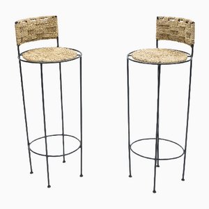 Braided Metal Rope Barstools by Adrien Audoux & Frida Minet, 1950s, Set of 2