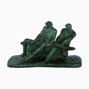 Gufko, Deux Pêcheurs à la Barre, 1900, Bronze