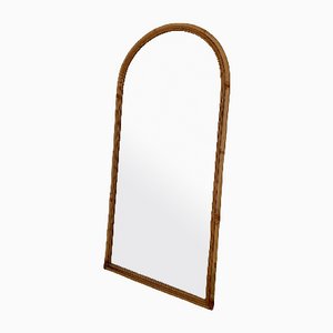 Large Mirror with Bamboo Frame and Pedestal