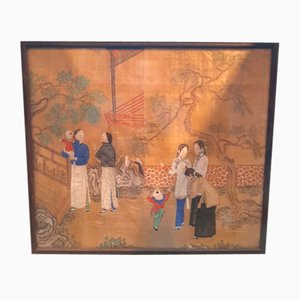 Escena popular, China, siglo XIX, dibujo sobre seda