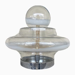 Lámpara italiana de cristal de Murano y metal de Mazzega, años 70