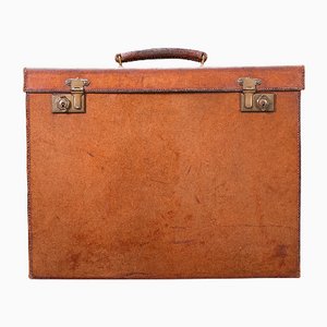 Antique English Record Producers Attache Briefcase in Leather, 1920s