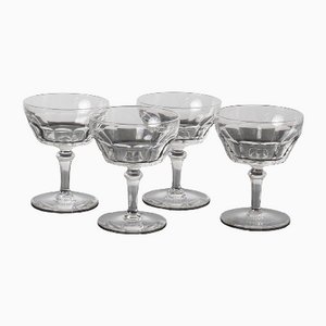 Hand-Cut Crystal Champagne Glasses from Val Saint Lambert, 1950s, Set of 4