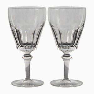 Verres à Eau en Cristal Taillé à la Main de Val Saint Lambert, 1950s, Set de 2