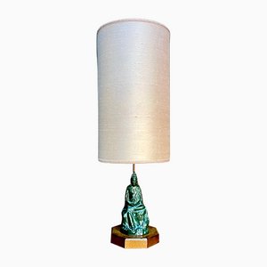 Art Nouveau Buddha Style Figurine Table Lamp, 1950s