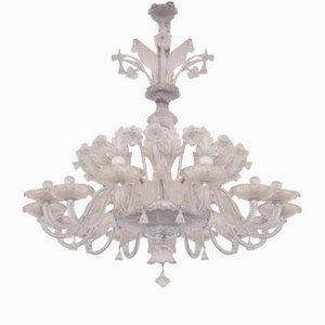 Großer Murano Glas Kronleuchter mit Blättern und Blumen von Venini, 1950er