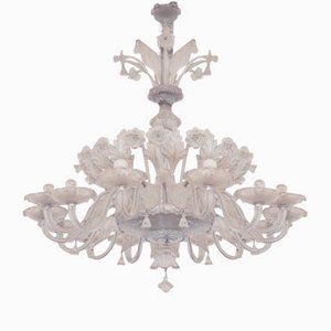Large Murano Glass Chandelier with Leaves and Flowers from Venini, 1950s